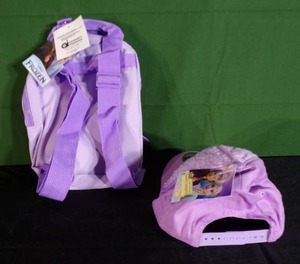 lot 95 image: New wTags  Disneys FROZEN Back Pack & Toddler Baseball Hat Set - (Purple)
