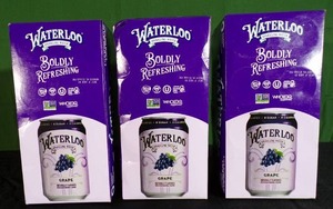 lot 101 image: New  Lot of 3 - Waterloo Grape Sparkling Water - 8pk12 fl oz Cans