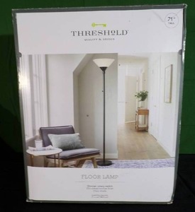 lot 141 image: New  71 Tall Torch Floor Lamp - Threshold - (Oil Rubbed Bronze Finish)