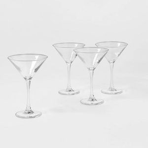 lot 150 image: Damaged Box  7.6oz 4pk Glass Modern Martini Glasses - Threshold (glasses are fine)