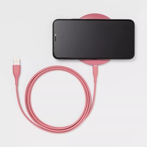 lot 369 image: Brand New Heyday Wireless Charging Pad Qi Enabled 5W Dusty Pink w USB Cable Universal