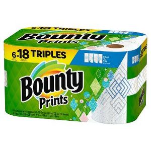 lot 191 image: Brand New Brand New Bounty Paper Towels - Prints Size - Triple Printed - 6 Rolls