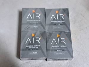 lot 213 image: Lot of (4) ADX Labs Air2 Black Bluetooth Wireless Earbuds (New in Box)