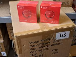 lot 259 image: Lot of (20) ADX Labs Micro2 Red TWS Bluetooth Speaker (New in Box)