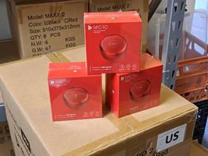 lot 262 image: Lot of (30) ADX Labs Micro2 Red TWS Bluetooth Speaker (New in Box)