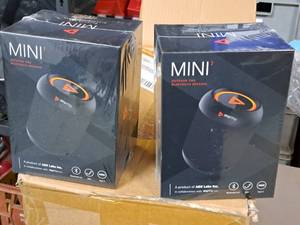 lot 266 image: Lot of (2) ADX Labs Mini2 Black Outdoor TWS Bluetooth Speaker (New in Box)