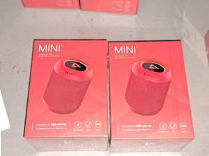lot 271 image: Lot of (2) ADX Labs Mini2 Red Outdoor TWS Bluetooth Speaker (New in Box)