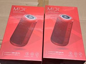lot 288 image: Lot of (2) ADX Labs Midi2 Red Outdoor TWS Bluetooth Speaker (New in Box)