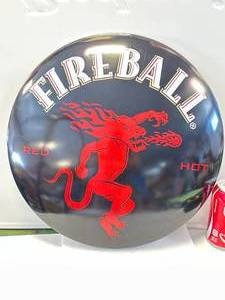 lot 10 image: Fireball 16 Inch Oval Metal Sign