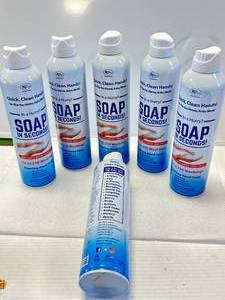 lot 17 image: Lot of 6 Cans of Soap in Seconds ($14.95 retail each)