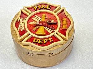 lot 34 image: Custom Made Wood Locking Fire Dept. Box