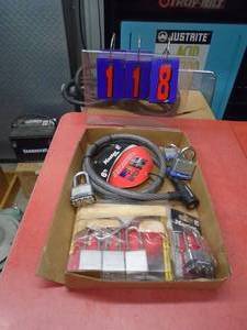 Flat of new padlocks. No keys included. As shown.