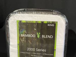 lot 17 image: Bamboo White King Sheet Set (4)