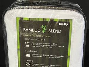 lot 24 image: Bamboo White King Sheet Set (9)