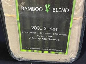lot 22 image: Bamboo Blend Light Brown King Sheet Set
