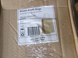 case of 250 brown kraft bags with h...