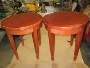 2 colonial cherry round end tables ...