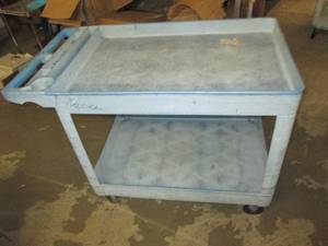 blue 2 tier cart on wheels 36 x 25...