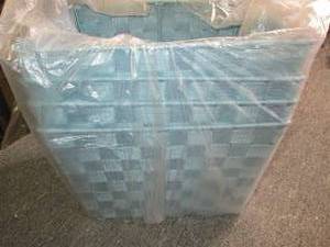 4 blue storage totes ...
