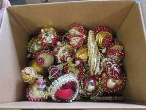 box of christmas ornaments ...
