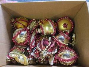 box of christmas ornaments ...