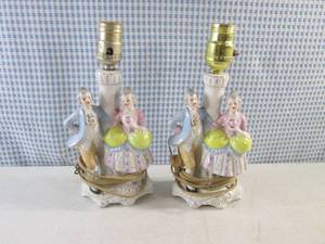 lot 125 image: (CNTR) Pair Vintage Ceramic Lamps -...