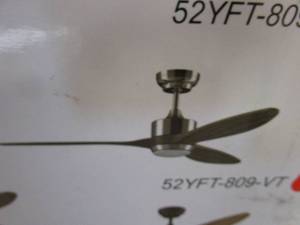 Ovlaim 52 Inch Solid Wood Ceiling Fans with Lights Remote Control, 6 Speed Quiet DC Motor 3 Blade Propeller Smart Ceiling Fan, Indoor Living Room Bedroom Ceiling Fan (OPEN BOX)