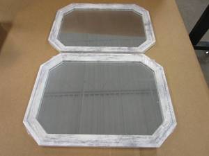 LOT OF 2 - Octogan Wall Hanging Mirror with White Washed Frame (OPEN BOX)