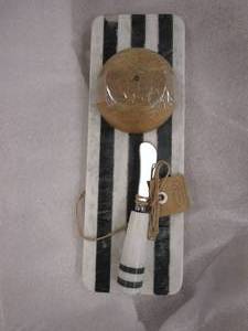 Black & White Marble Board Set with Bowl - Board is 12 in x 4 in