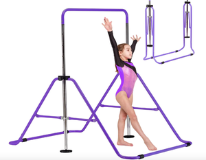 Gymnastics Bar for Kids, Gymnastic Kip Training Bar for Home Folding Horizontal Bars with Adjustable Height in Hot Purple (OPEN BOX)