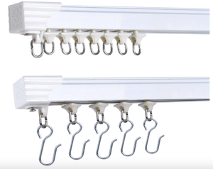 Ceiling Shower Curtain Track, 6-9ft Aluminum Never Rust Non Slip Curtain Rail for Window Enough Runners and Hooks for Bathroom, Shower Room, Bedroom, Living Room, RV, Camper (OPEN BOX)