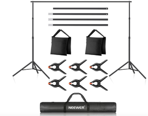 NEEWER Backdrop Stand 10ft x 7ft, Adjustable Photo Studio Backdrop Support System for Wedding Parties Background Portrait Photography with 4 Crossbars, 6 Clamps, 2 Black Sandbags and Carrying Bag (OPEN BOX)