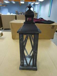 Glitzhome 21 in WoodMetal Vintage Lantern in Black (OUT OF PACKAGING)