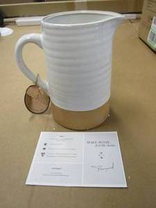 Barnyard Designs 1.5 Quart White Ceramic Pitcher, Vintage Rustic Farmhouse Vase Pitcher (OPEN BOX)