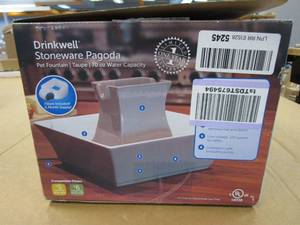 PetSafe Drinkwell Pagoda Cat and Dog Drinking Fountain, 70 oz Capacity Automatic Water Dispenser for Pets, Durable Easy to Clean Ceramic Material, Dual Free Falling Streams (OPEN BOX)