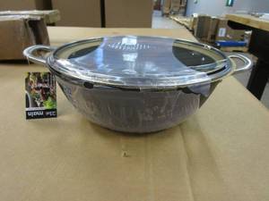 Cast Iron Dutch Oven Stock Pot, wok, Pre-Seasoned nonstick, with tempered glass lid,2 side handles, 8.5 Quarts (NEW)