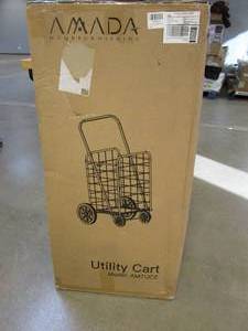 Amada Shopping Cart for Groceries with 176LBS91L Large Capacity, Heavy Duty Grocery Cart with Wheels (OPEN BOX)