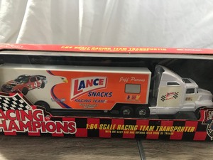 lot 80 image: 1998 NASCAR Racing Champions Team Lance Snacks Jeff Purvis #4 164 scale die cast transporter