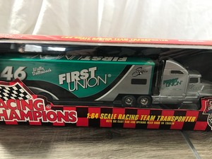 lot 85 image: 1998 NASCAR Racing Champions Team First Union Wally  Dallenback #46 164 scale die cast transporter