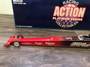 lot 115 image: 1995 NHRA Racing Action Platinum Series Scott Kalitta #2 American International 124 scale die cast top fuel dragster