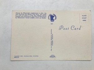 lot 281 image: Les Kouba Minnesota State Bird post card dated 1961
