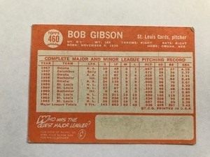 lot 363 image: Topps 1964 Bob Gibson Baseball Card #460