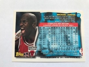 lot 397 image: Topps 1995 Michael Jordan Basketball Card #277