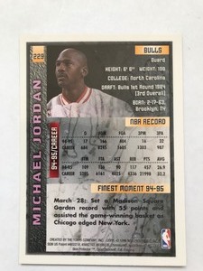 lot 408 image: 1996-97 Topps Finest Michael Jordan Card #229 Chicago Bulls Baskeball