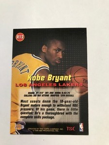 lot 411 image: Topps Stadium Club Kobe Bryant #R12 Basketball Rookie Card