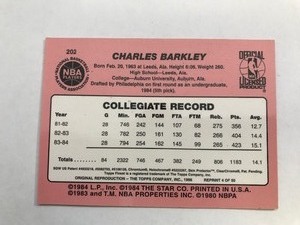 lot 412 image: 1984-85 Star 202 Charles Barkley Rookie