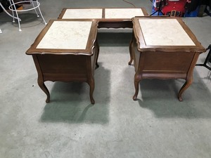 lot 430 image: 1 coffee table and 2 end tables with removable marble tops