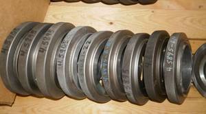 Large group of 60 Ring gauges sizes 3-6 inches