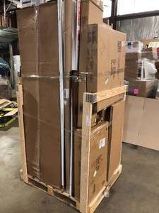 Mix lot of Wood Items, Blinds, Storage Cabinets, Customer returns Review all pictures