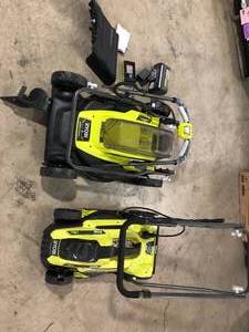 Mix lot of Ryobi 18inch cordless Lawn Mowers  Customer returns Review all pictures